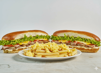 2 Lomitos Completos Grandes + 1 Papa con Huevo