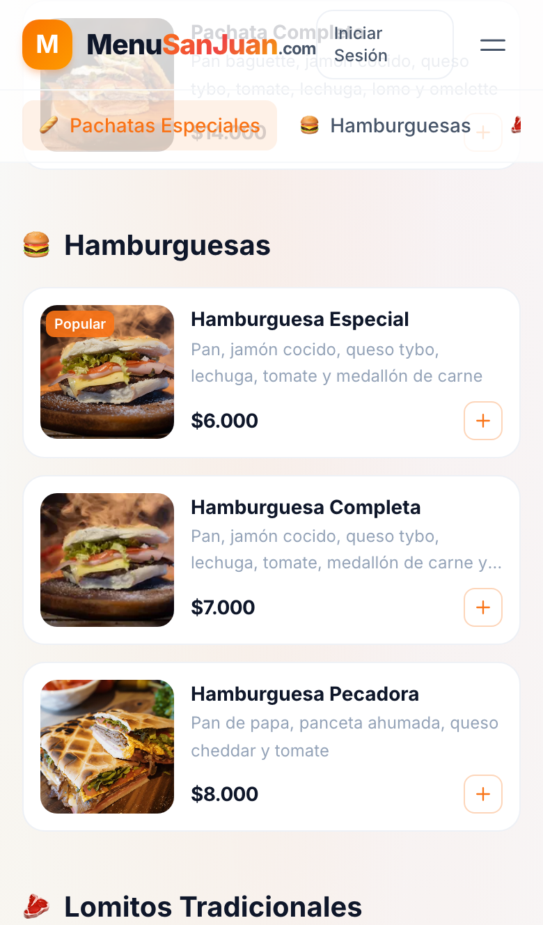 Menú con fotos